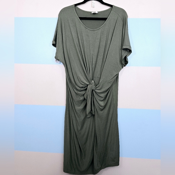 NWT Suzanne Betro Olive Green Twist Midi Dress - Picture 7 of 10